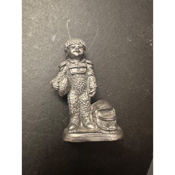 Michael  Ricker Pewter Figurine Boy With Football & Helmet 287 Collectible - Picture 1 of 8